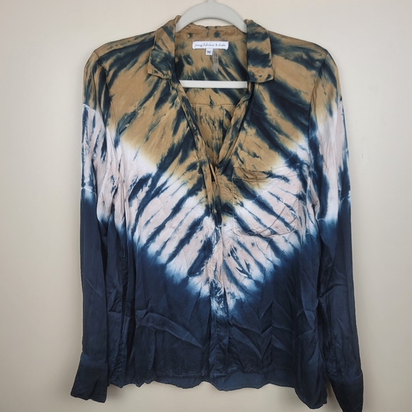 Young Fabulous and Broke Susan Tie Dye Sarin Feel Button Down Shirt size M - Picture 1 of 7